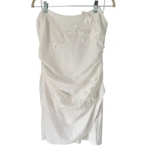 NWOT Lulus Divine Sensation White 3D Embroidered Strapless Mini Dress Size Large thumbnail 3
