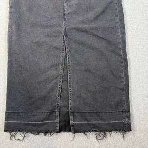 GAP Women's Size 6 / 28 Black Wash Denim Maxi Skirt Raw Hem Front Slit Stretch thumbnail 2