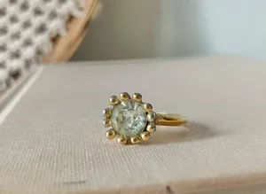 Avon Gold Solitaire Prong Halo Ring Promise Engagement Diamond Glam Classic Jewelry thumbnail 4