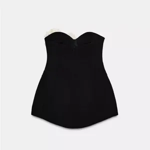 Nwt Zara Contrast Floral Strapless Dress Size S thumbnail 7