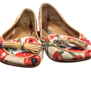 Coach Malika Floral Tassel Satin Loafer Red, Green, Cream Black Shoes 8.5 thumbnail 8