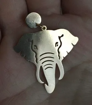 Gold Tone Elephant Thin Metal Pendant Big Hook Earrings University of Alabama thumbnail 3