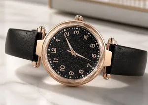Geneva Rose Gold Case Black Starry Dial Leather Strap Women's Watch thumbnail 1