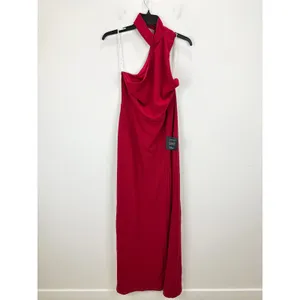 Lulus Keep It Interesting Red Asymmetrical Cutout Halter Maxi Dress Long XL NWT thumbnail 5
