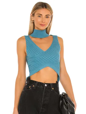 superdown alora wrap top in Blue NWT thumbnail 1
