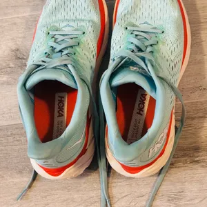 HOKA Women's Clifton 8 Aqua/Red Running Shoes thumbnail 1