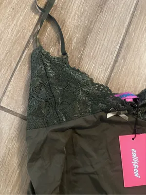 Edikted Olive Green Lace-Trim Chemise thumbnail 2