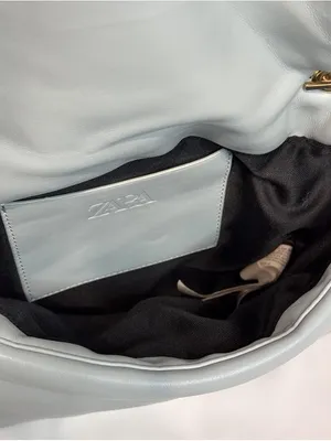 Zara Quilted Chain-Shoulder Bag - Light Gray thumbnail 7