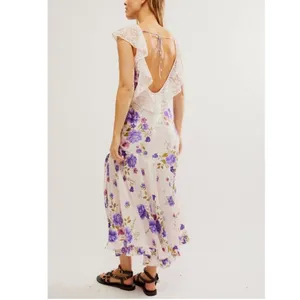 FREE PEOPLE Dress Size Medium Warm Hearts Midi NWT Ivory Combo Lace Floral Boho thumbnail 4