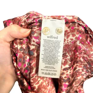 Aritzia Wilfred Silky Tie-Front Blouse Ptna Brown/E.‎ Fuchsia Size Medium thumbnail 9