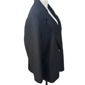 Vintage Pure New Wool Single Button Women's Blazer Size 18 Black Plus Size thumbnail 4