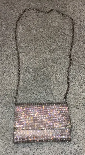 Silver Sparkly Evening Bag Missing Rhinestones and Minor Staining as Pictured thumbnail 1