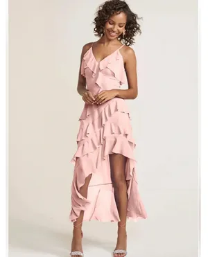 Venus Blush Pink Ruffle Dress thumbnail 3