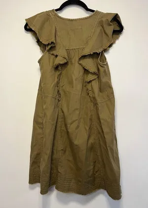 Anthropologie Pilcro Flutter-Sleeve Button Down Tunic Mini Dress Military XS thumbnail 8