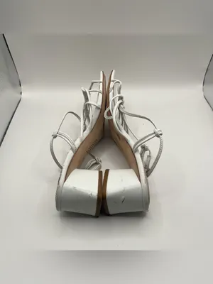PAIGE Gianna Square Toe Strappy Block Heel Sandals size 7 white leather thumbnail 9
