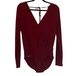 Bcbg Generation burgundy wrap bodysuit top M Red Size M thumbnail 2