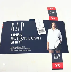Gap Linen Button Down Shirt Women XS White Relaxed Fit Long Sleeve Quiet‎ Luxury thumbnail 1