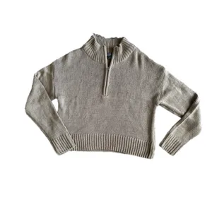 Cupcake Boutique Camel Knit Quarter Zip Cropped Small thumbnail 2