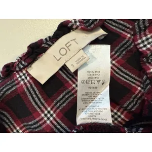 Loft Blouse Womens Small Plaid Ruffle Preppy Academia Twee Travel Collegiate thumbnail 3