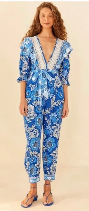 Farm Rio Full of Flowers Nantucket Hamptons Jumpsuit thumbnail 1