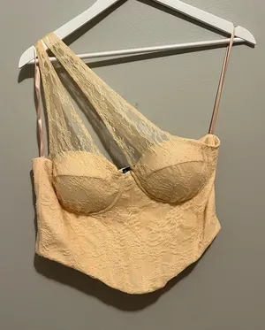 Windsor Pale Yellow Lace Asymmetric Bustier thumbnail 1