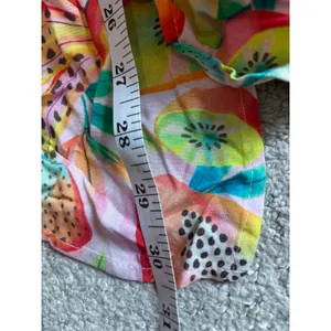 NWT Farm Rio Anthropologie Wrap Top XL Multi Tropical Fruit Beaded Tassel Summer thumbnail 8