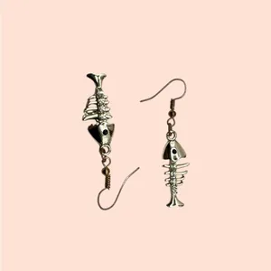 Zircon Crystal Fish Bone Dangle Earrings: Silver Plated Boho Jewelry thumbnail 6
