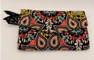 Vera Bradley Trifold Wallet Womens OS Black Multi Quilted Paisley Envelope‎ thumbnail 1