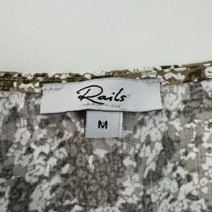 Rails Nyla Olive Vine Cut Out‎ Mini Dress Medium Green Floral Boho Summer Cotton thumbnail 10