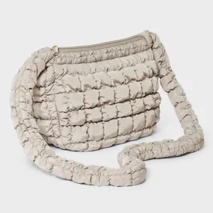 NWOT Wild Fable Taupe Puffer Quilted Crossbody Softside Woven Hand Bag Purse thumbnail 2