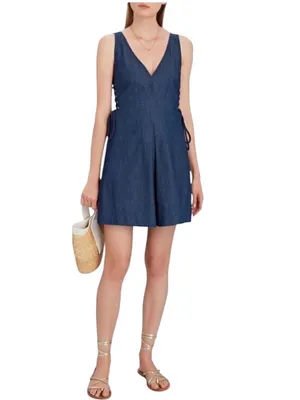 NWT INTERMIX Juniper Denim Chambray Denim Side Lace Up Mini Dress Size 10 thumbnail 13