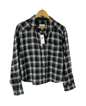 American Eagle Outfitters Plaid Button Down Lounge Flannel‎ Top Size Medium New thumbnail 1