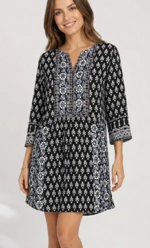 Anthropologie Vanessa Virginia Boho Mini Dress XS Embroidered Kaleidoscope thumbnail 1