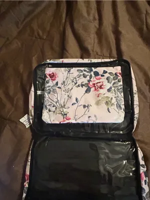 Floral Tote Bag - Cream with Pink & Blue Accents thumbnail 5