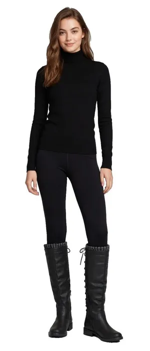 XOXO Black Boots Womens 5.5 M Knee High Sweater Cuff Lace Up Back Side Zip thumbnail 1
