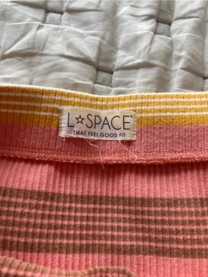 Striped Pink, Yellow & Brown Knit Maxi Skirt thumbnail 2