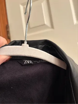 Zara Black Faux Leather Trench Coat thumbnail 2