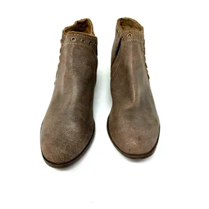 Minnetonka Size 8.5 Boot Brown‎ Leather Bootie Side Zip Lace Accent Autumn Fall thumbnail 2