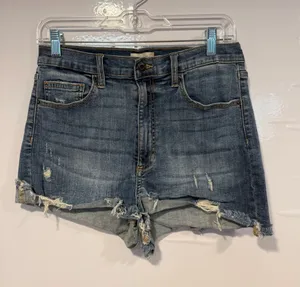 Dark‎ Blue Altar’d State stretchy Distressed Denim Shorts - Women thumbnail 1