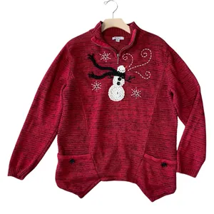 VINTAGE PBJ SPORT Embroidered Snowman Sweater thumbnail 1