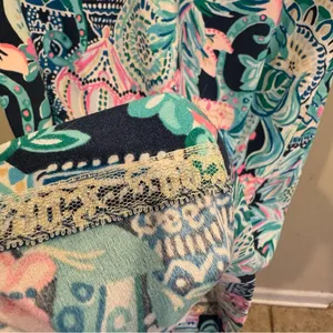 Lilly Pulitzer Print Kathie Midi Dress size 12 Ruffle Flounce Sleeves thumbnail 5