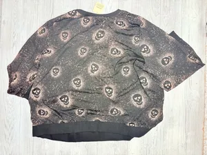 Nwt Spooky Skull bleach style Print Ribbed Hem pull over Sweatshirt 30 / 6x thumbnail 7