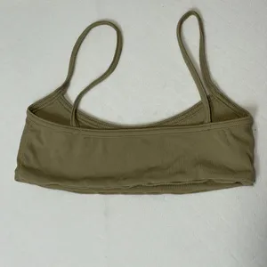 Oh‎ Polly Scoop Neck Ribbed Bikini Top in Khaki Green size Medium thumbnail 6