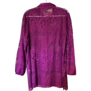 Cato All Over Lace Top Tunic Blouse 14/16W Burgundy Cover Up Overlay Fairy Boho thumbnail 6