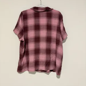 Torrid Gauze Button Through Epic Plaid‎ Short Sleeve Pocket Sleep Shirt Pink 0 thumbnail 3