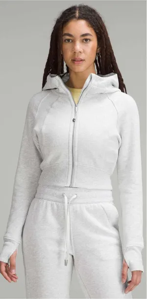 Lululemon Scuba Full-Zip Cropped Hoodie Gray Athletic Workout thumbnail 1