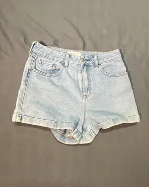 Pacsun Mom Shorts Womens 28 Blue Light Wash Denim Cotton Hi-Rise Zip Fly Button thumbnail 2