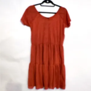 NWT Forever 21 Burnt Orange Tiered Short Sleeved Babydoll Dress Size Large thumbnail 7