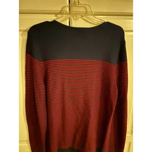 Talbots‎ Womens Navy Blue Red Striped Shoulder Zip Cashmere Blend Sweater Large thumbnail 5