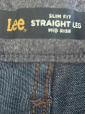 Lee slim fit straight leg mid rise dark wash jeans thumbnail 2